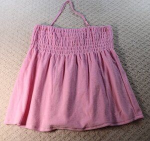 NWT Cruz Natori Pink Terry Cloth Smocked Halter Swim Beach Cover Up Size XL